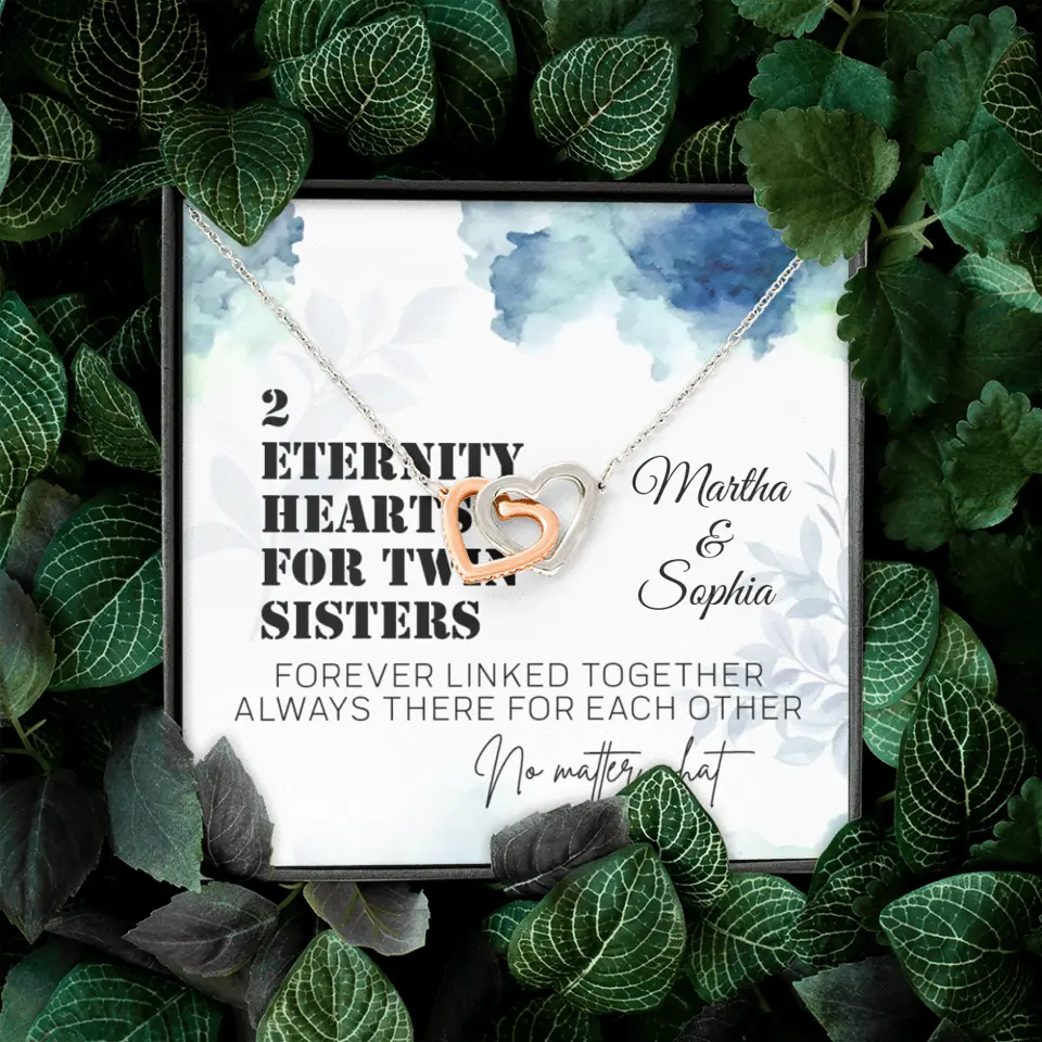 2 Enternity Hearts For Twin Sisters - Personalized Interlocking Heart Necklace - Gift For Twin Sisters