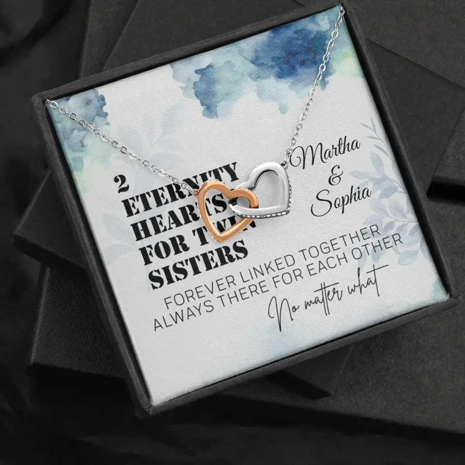 2 Enternity Hearts For Twin Sisters - Personalized Interlocking Heart Necklace - Gift For Twin Sisters