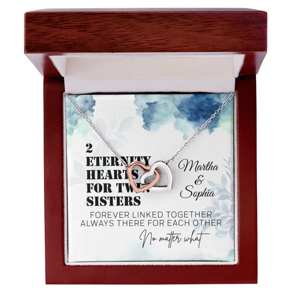 2 Enternity Hearts For Twin Sisters - Personalized Interlocking Heart Necklace - Gift For Twin Sisters