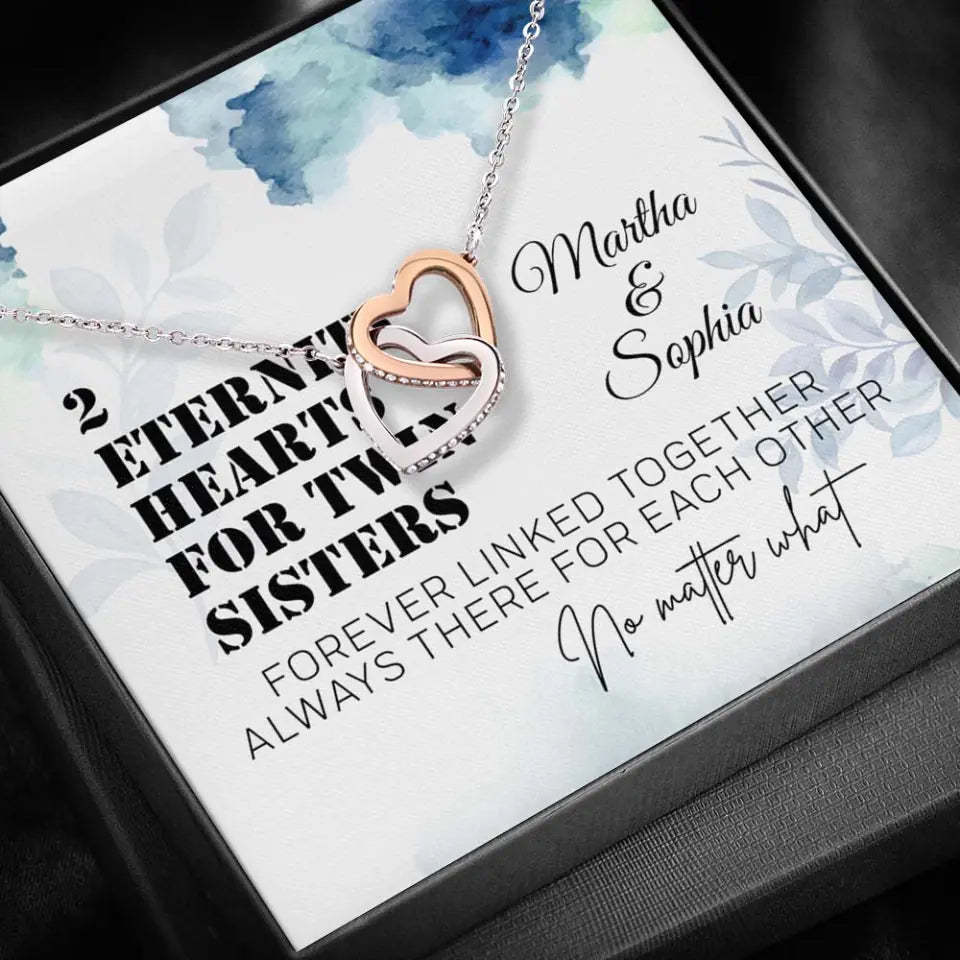 2 Enternity Hearts For Twin Sisters - Personalized Interlocking Heart Necklace - Gift For Twin Sisters