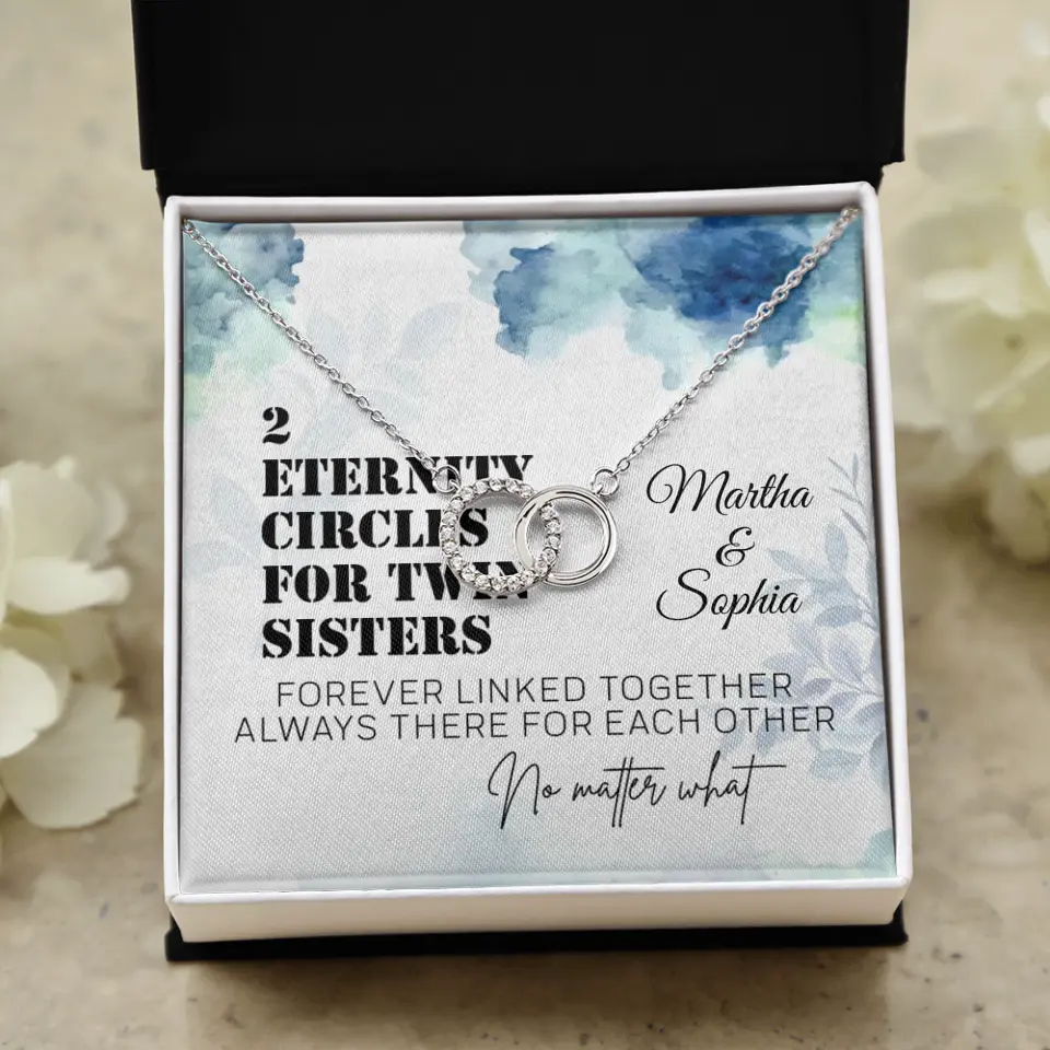 2 Enternity Hearts For Twin Sisters - Personalized Interlocking Heart Necklace - Gift For Twin Sisters