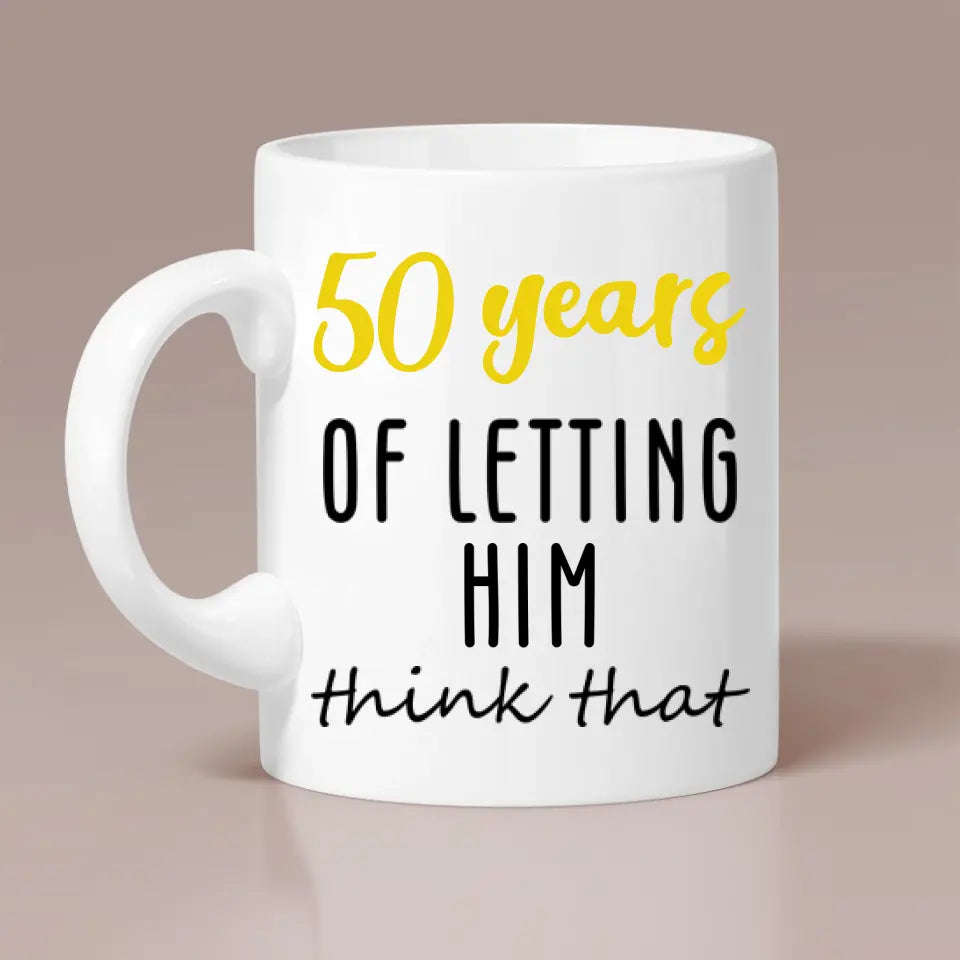 50 Years Of Wearing The Pants In The Family - Personalized Couple White Mug