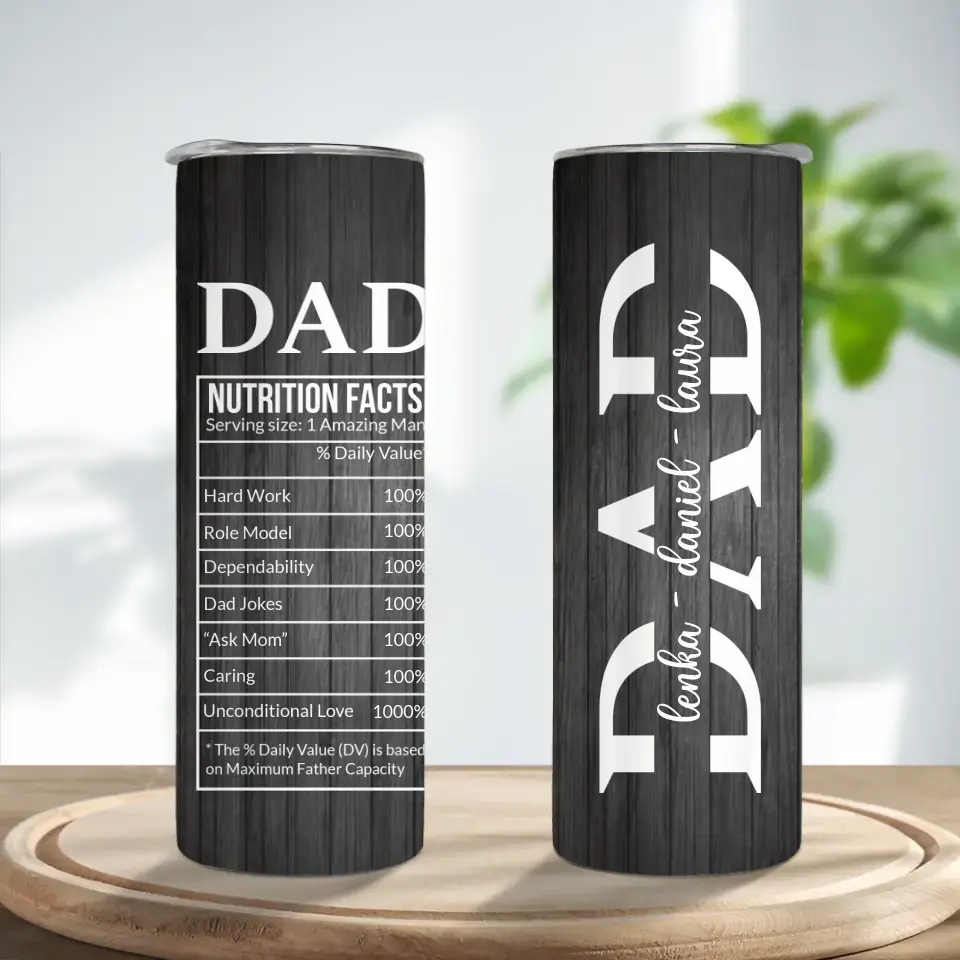 Dad Nutrition Facts Personalized 20oz Tumbler