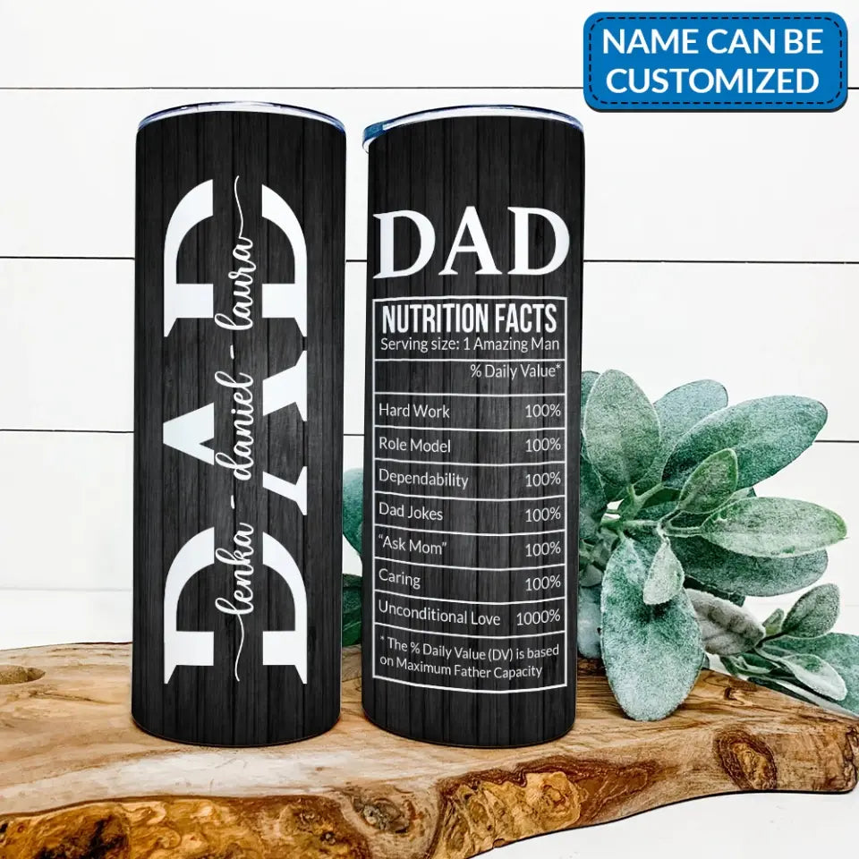 Dad Nutrition Facts Personalized 20oz Tumbler