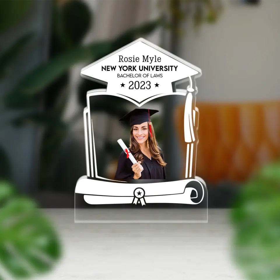 Custom Name & Photo - Bachelor of Laws - Personalized Shape Acrylic Plaque - Gift for Daughter Son on Graduation