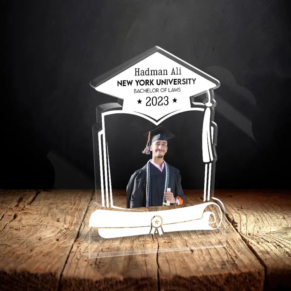 Custom Name & Photo - Bachelor of Laws - Personalized Shape Acrylic Plaque - Gift for Daughter Son on Graduation
