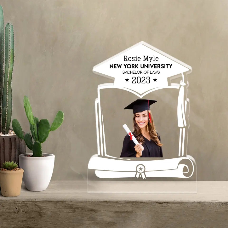 Custom Name & Photo - Bachelor of Laws - Personalized Shape Acrylic Plaque - Gift for Daughter Son on Graduation
