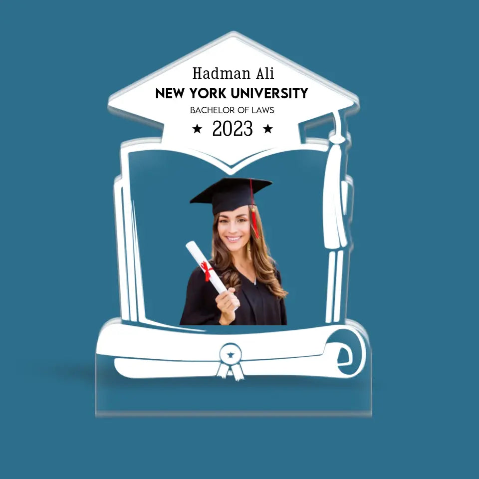 Custom Name & Photo - Bachelor of Laws - Personalized Shape Acrylic Plaque - Gift for Daughter Son on Graduation