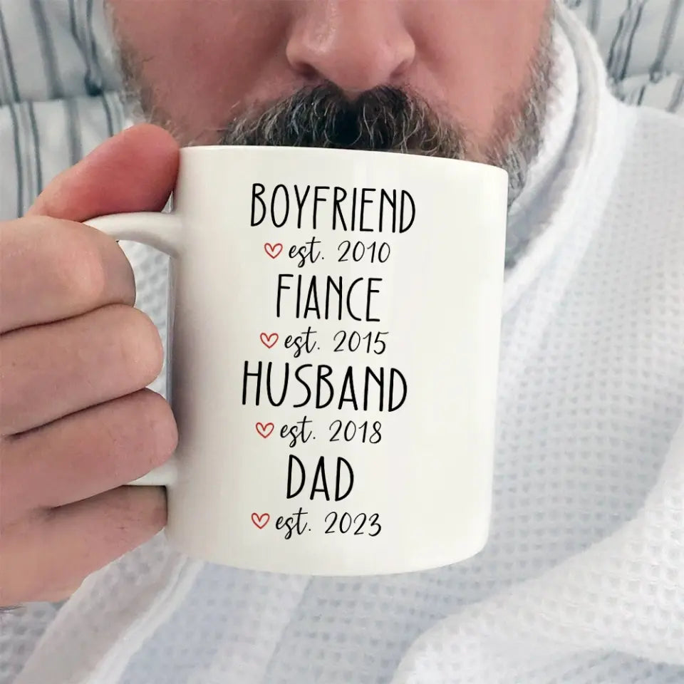 Girlfriend/Boyfriend Fiancee/Fiance Wife/Husband Mom/Dad - Personalized White Mug - Custom Timeline - Best Gift For Him/Her For Couples On Anniversary - 305IHPNPMU542