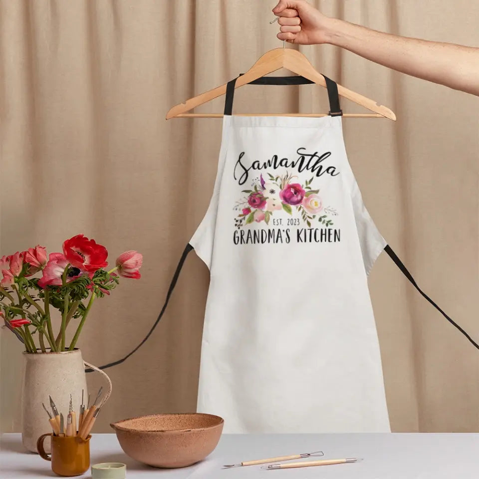 Name And Flower Design Personalized Apron Gift for Chef