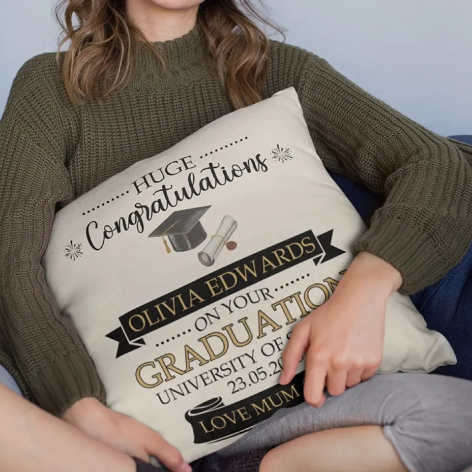 Huge Congratulations On Your Graduation - Personalized Square Pillow
