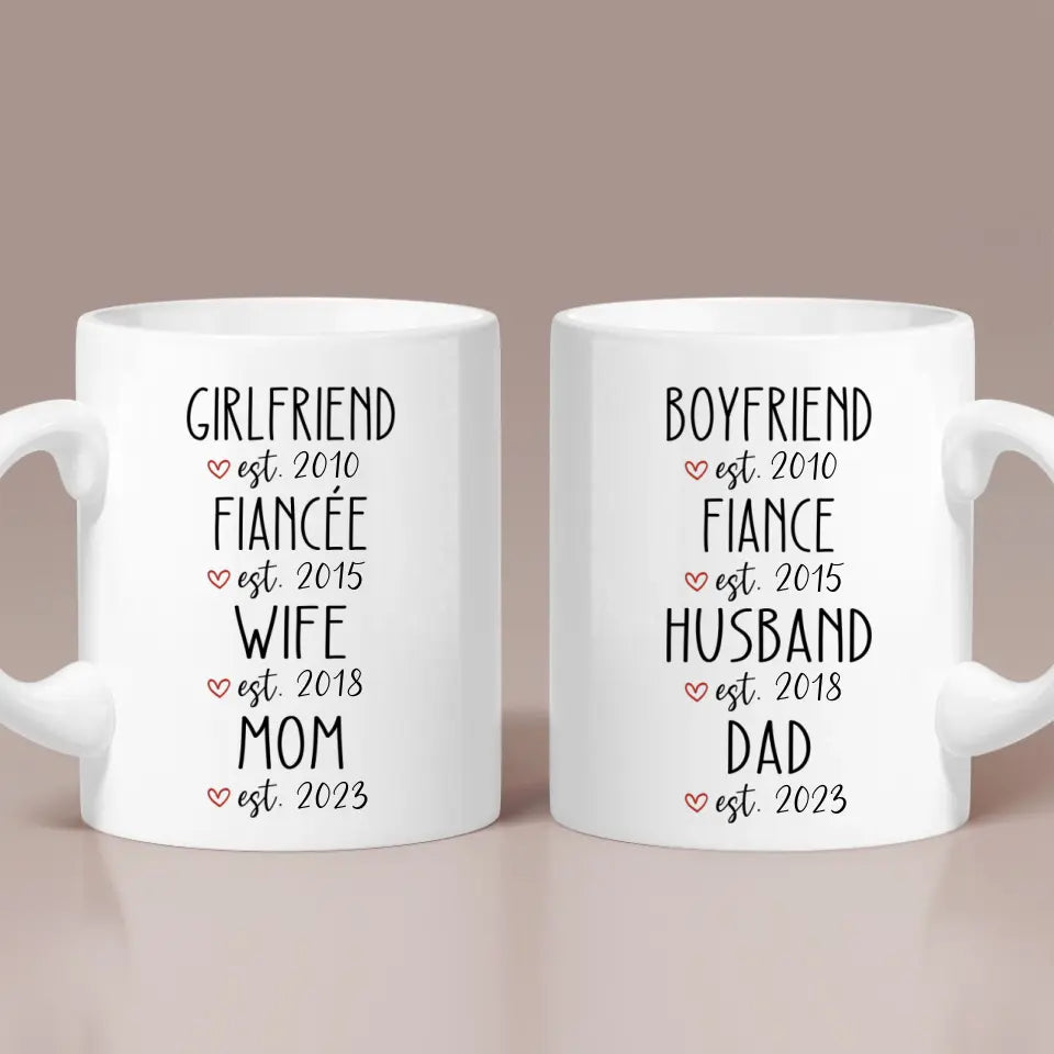 Girlfriend/Boyfriend Fiancee/Fiance Wife/Husband Mom/Dad Personalized White Mug