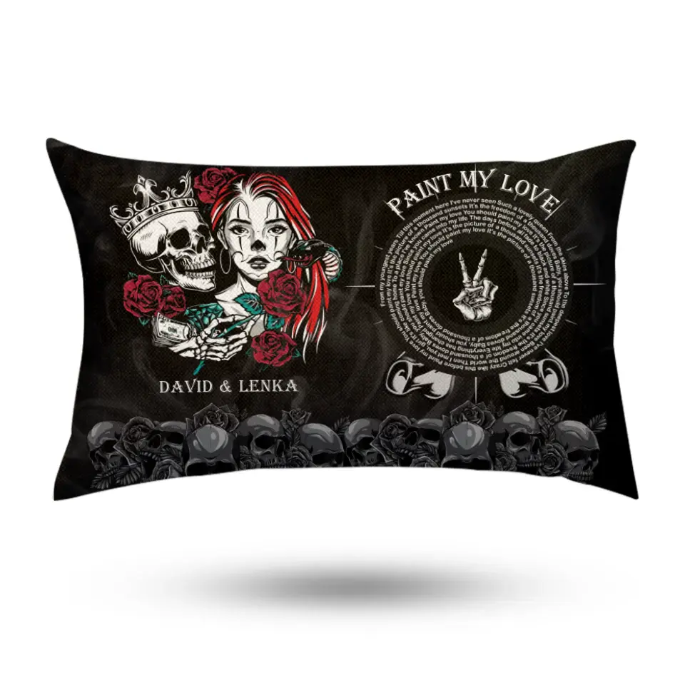 Paint My Love - Personalized Rectangular Pillow - Halloween Gift For Couples