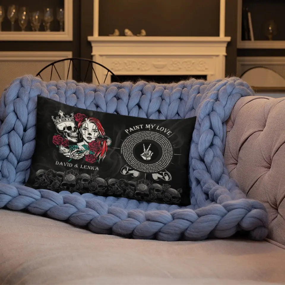 Paint My Love - Personalized Rectangular Pillow - Halloween Gift For Couples