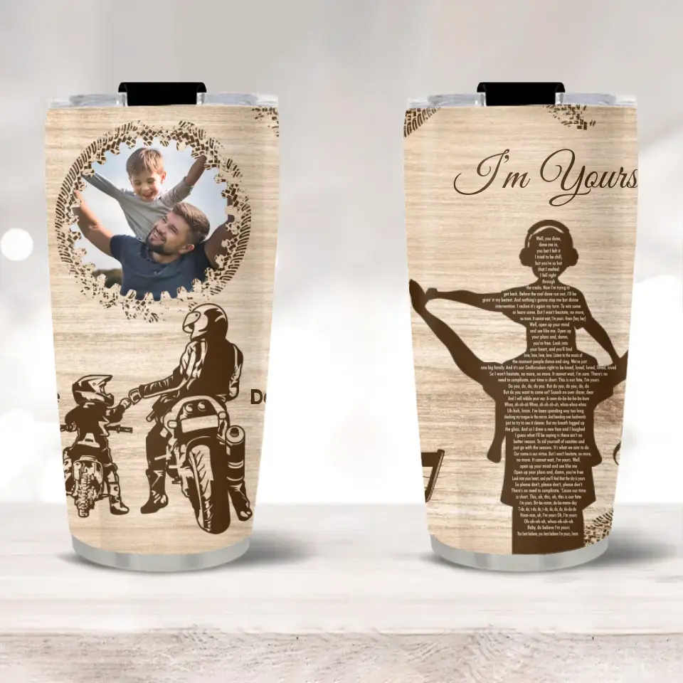 Motorcycle For Dad And Son Personalized Tumbler
