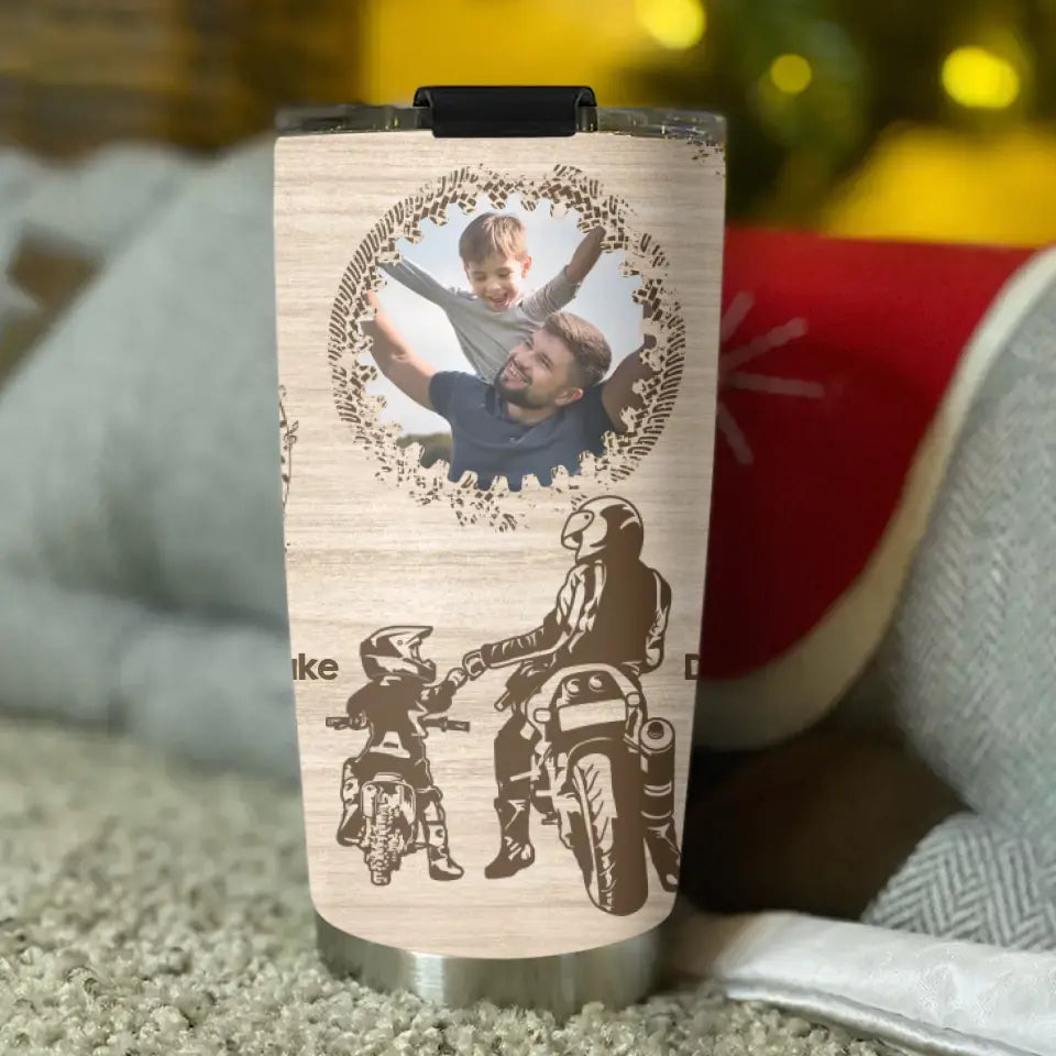 Motorcycle For Dad And Son Personalized Tumbler