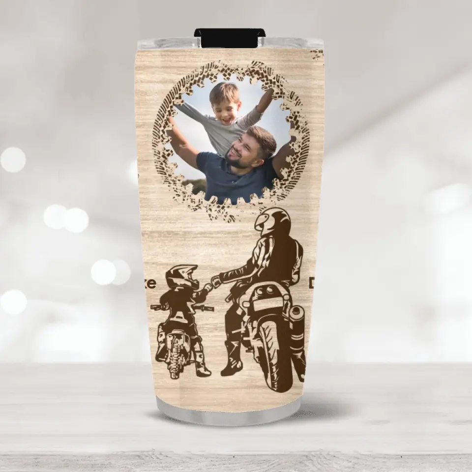 Motorcycle For Dad And Son Personalized Tumbler