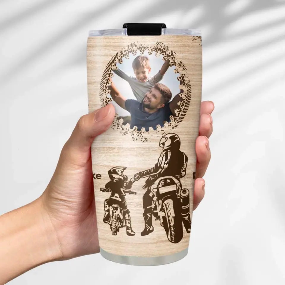 Motorcycle For Dad And Son Personalized Tumbler