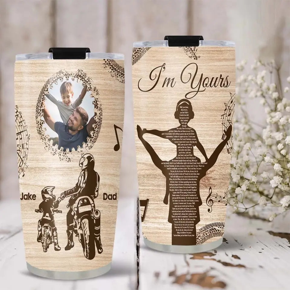 Motorcycle For Dad And Son Personalized Tumbler