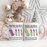 Mamasaurus Dadasaurus with Kids - Custom Little Saurus with Names - Personalized Mug - Ceramic Mug - Accent Mug - Mother's Day Father's Day Gift - Birthday Gift - for Mom Dad - 305ICNLNMU580