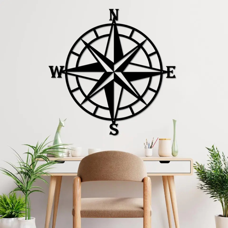 Nautical Compass - Housewarming Gifts For Guys - Cut Metal Sign - Gift For Him