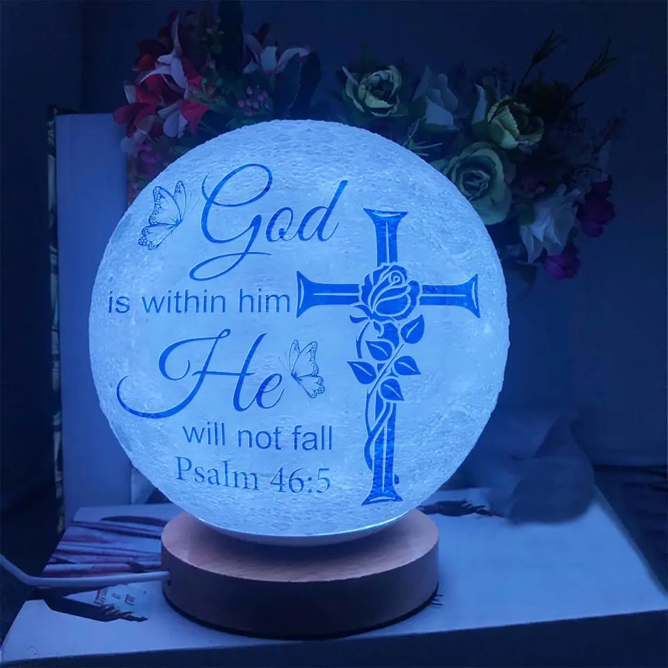 God Is Within Them They Will Not Fall Psalm 46:5 - 3D Moon Lamp - Gift For Confirmation's Day