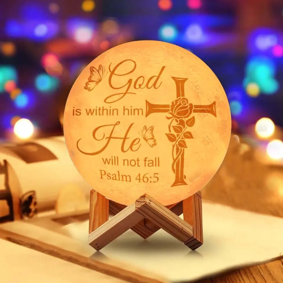 God Is Within Them They Will Not Fall Psalm 46:5 - 3D Moon Lamp - Gift For Confirmation's Day