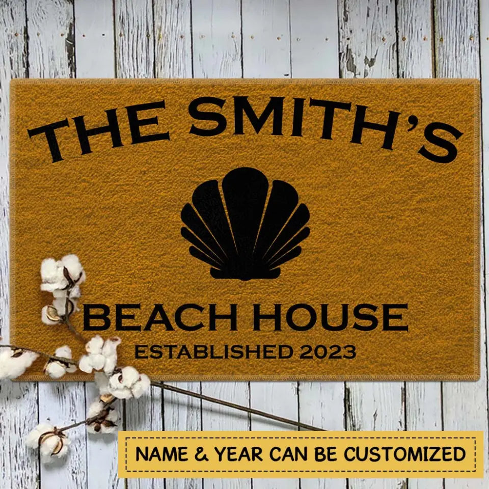Family Beach House Established - Personalized Doormat - Gift for Beach Lover - Summer Gift for Beloved BFF Mom Dad