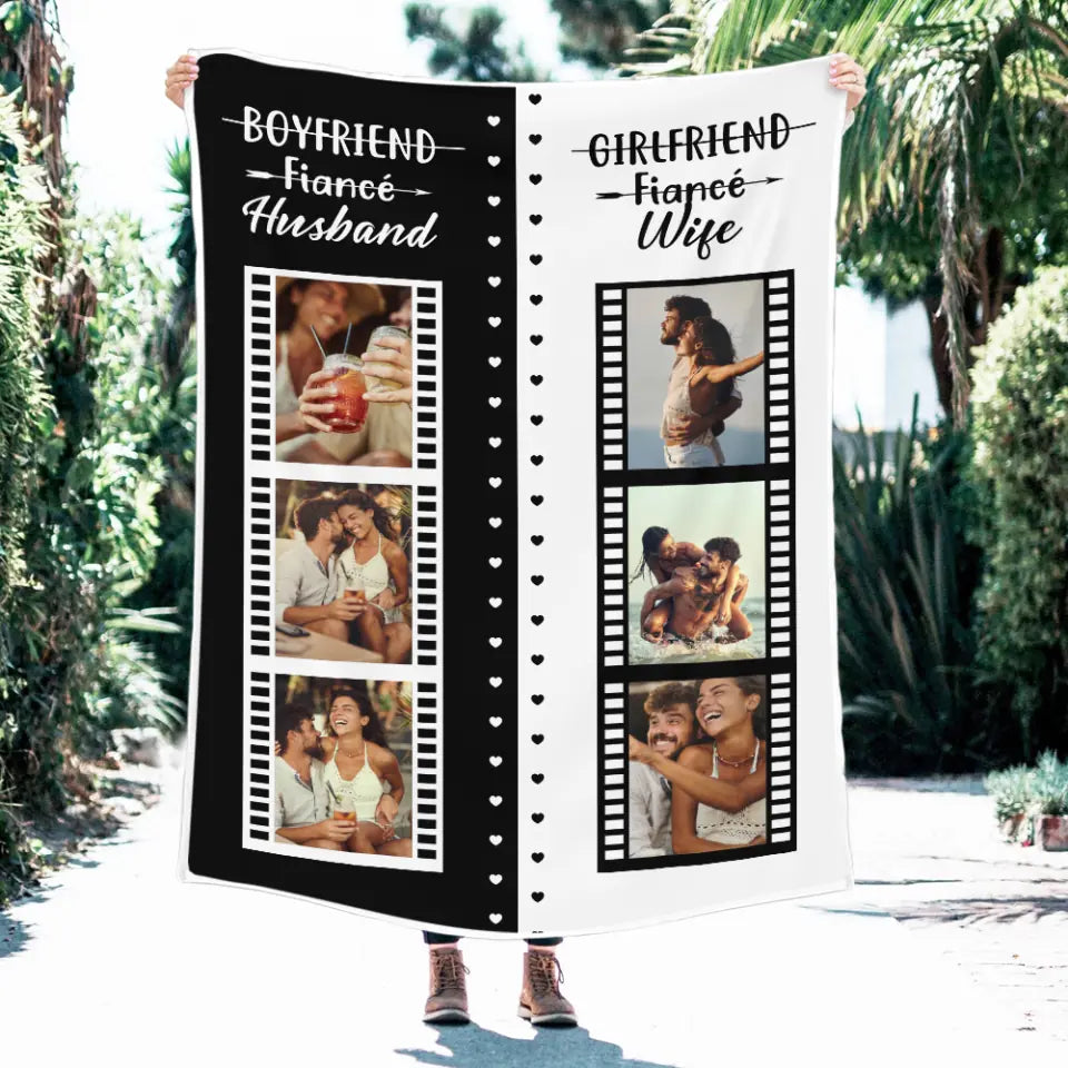 New Married Couple - Personalized Photos - Custom Upload Images - Boyfriend Fiance Husband - Girlfriend Fiance Wife - Blanket - Wedding Gift for Her Him - For Future Husband Wife - 305ICNNPBL593