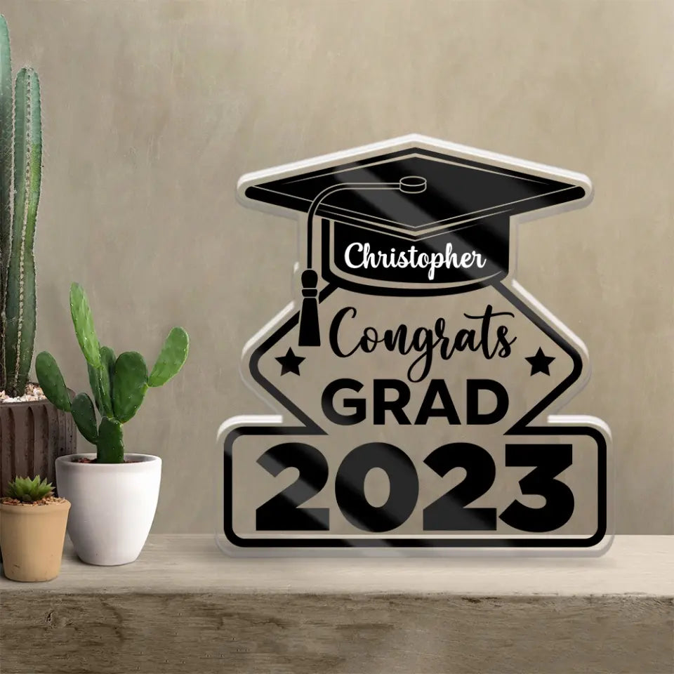 Congrats Grad Class Of 2023 - Personalized Shape Acrylic Plaque - Best Gift For Graduation Gift - Graduation Gift for Grads High School Graduation 2023 - 305IHPBNAP552
