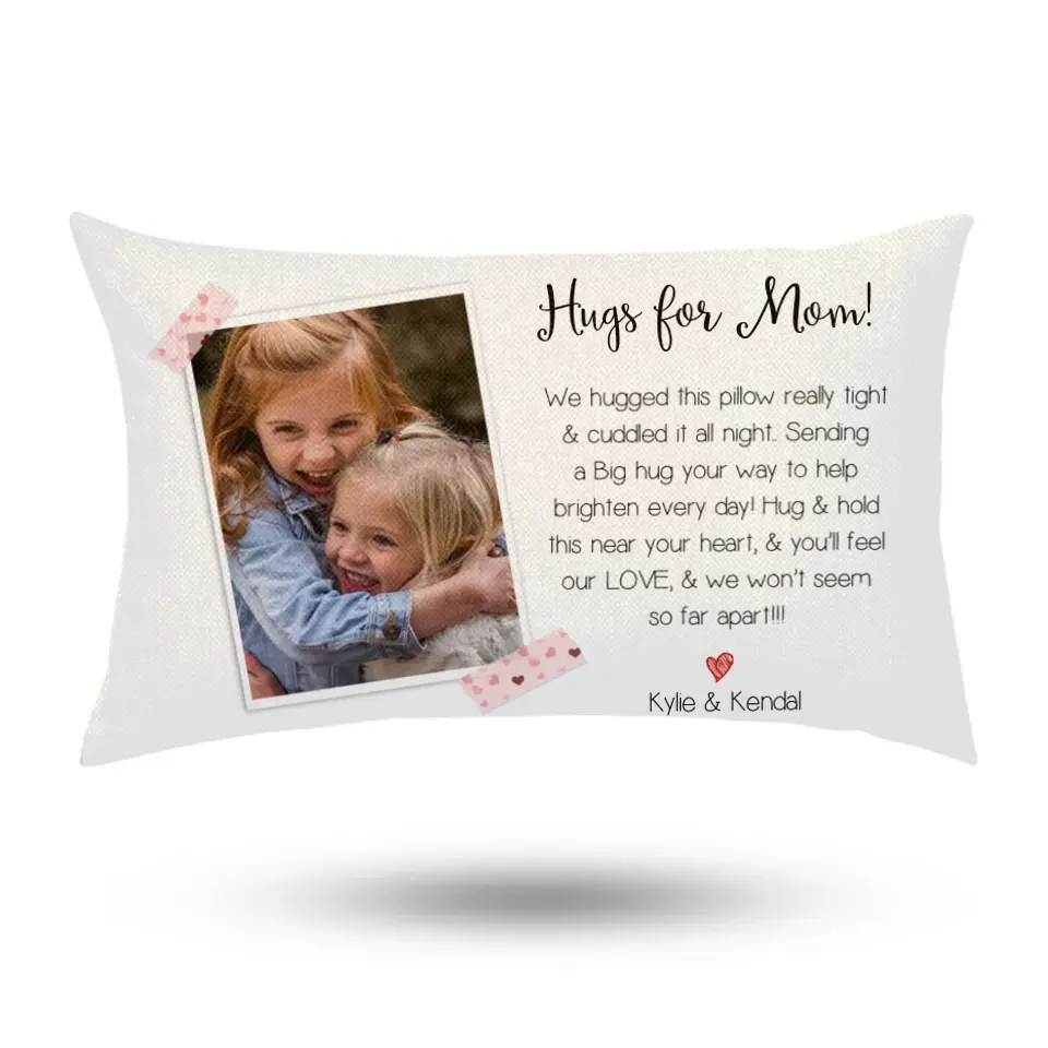 Hugs For Mom/Grandma You&#39;ll Feel Our Love - Personalized Rectangular Pillow