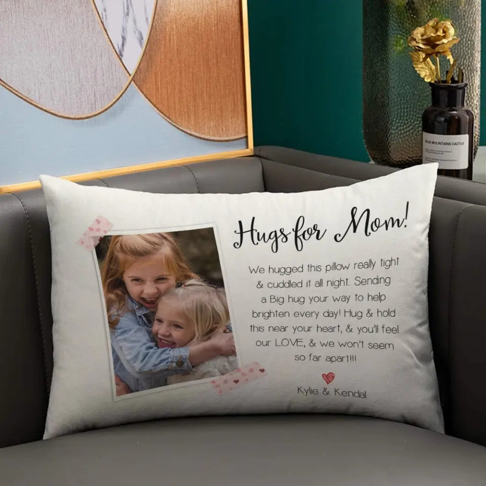 Hugs For Mom/Grandma You'll Feel Our Love - Personalized Rectangular Pillow