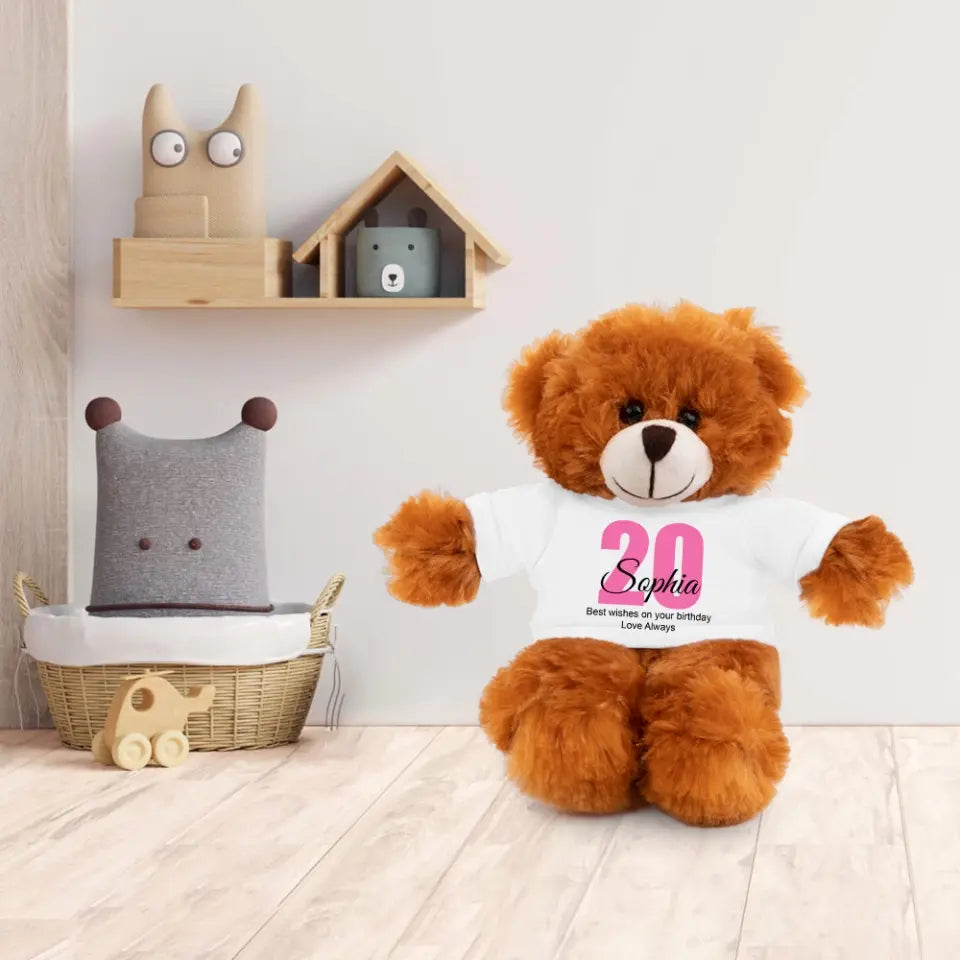 Best Wishes On Your Birthday - Personalized Teddy Bear With White Tshirt - Best Birthday Gifts For Family Dad Mom Daughters Nieces - 304IHPTLBE451