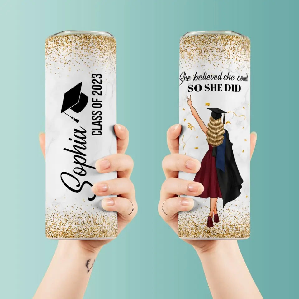 She Believed She Could So She Did Custom Tumbler Graduation Gift For Her