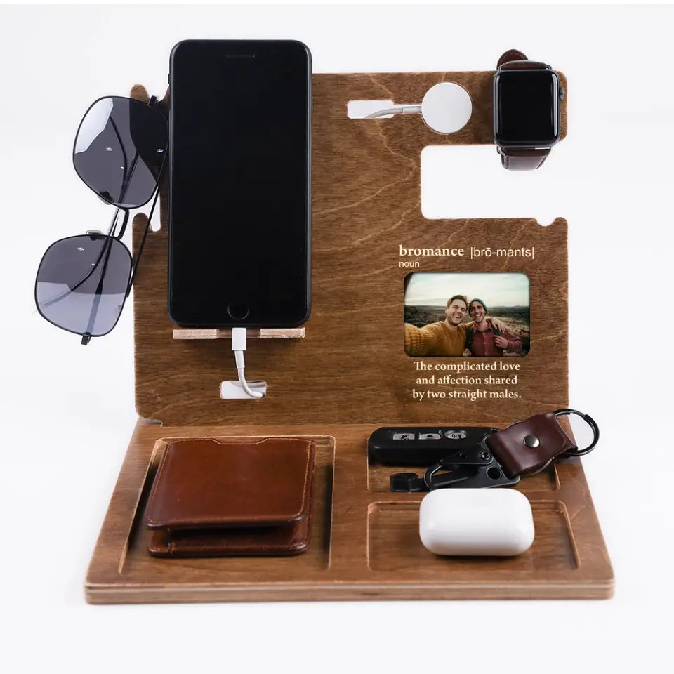 Bromance Definition - Complicated Love and Affection Shared By Two Straight Males - Custom Photo - Dock Station - Phone Jewelry Holder - Personalized Gift for Guy Friend - Birthday Gift - Friendship Anniversary Gifts - 305ICNLNDS623