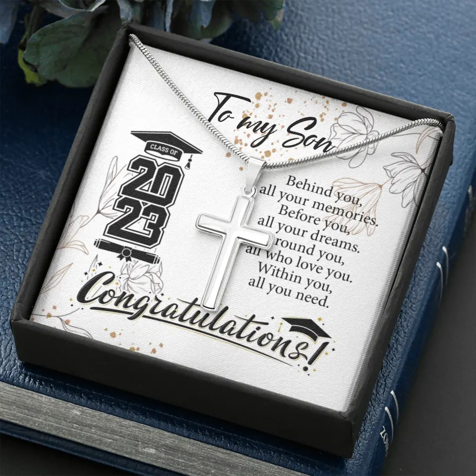 Behind You All Your Memories Before You Your Dreams Personalized Cross Necklace