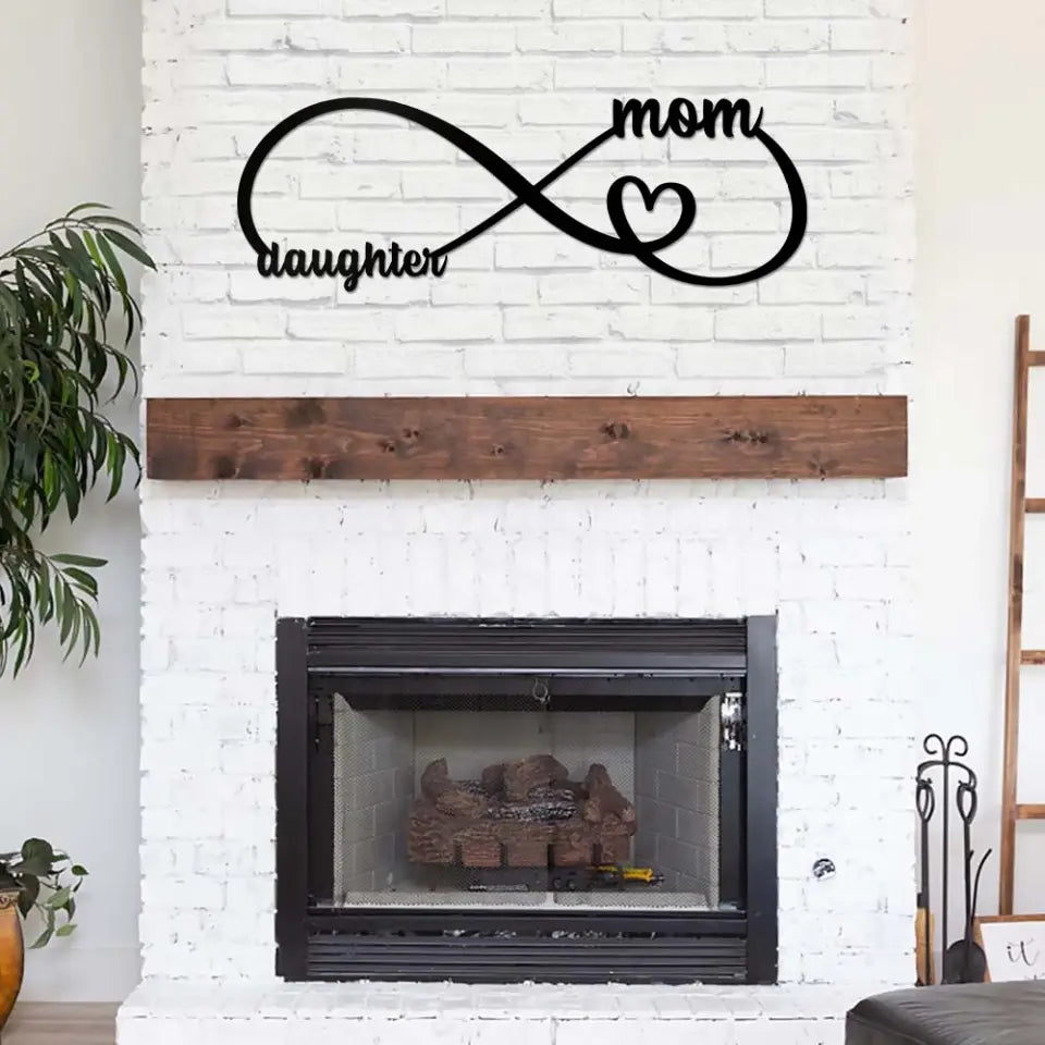 Infinity Heart Endless Love - Personalized Metal Sign - Gift for Mom And Daughter
