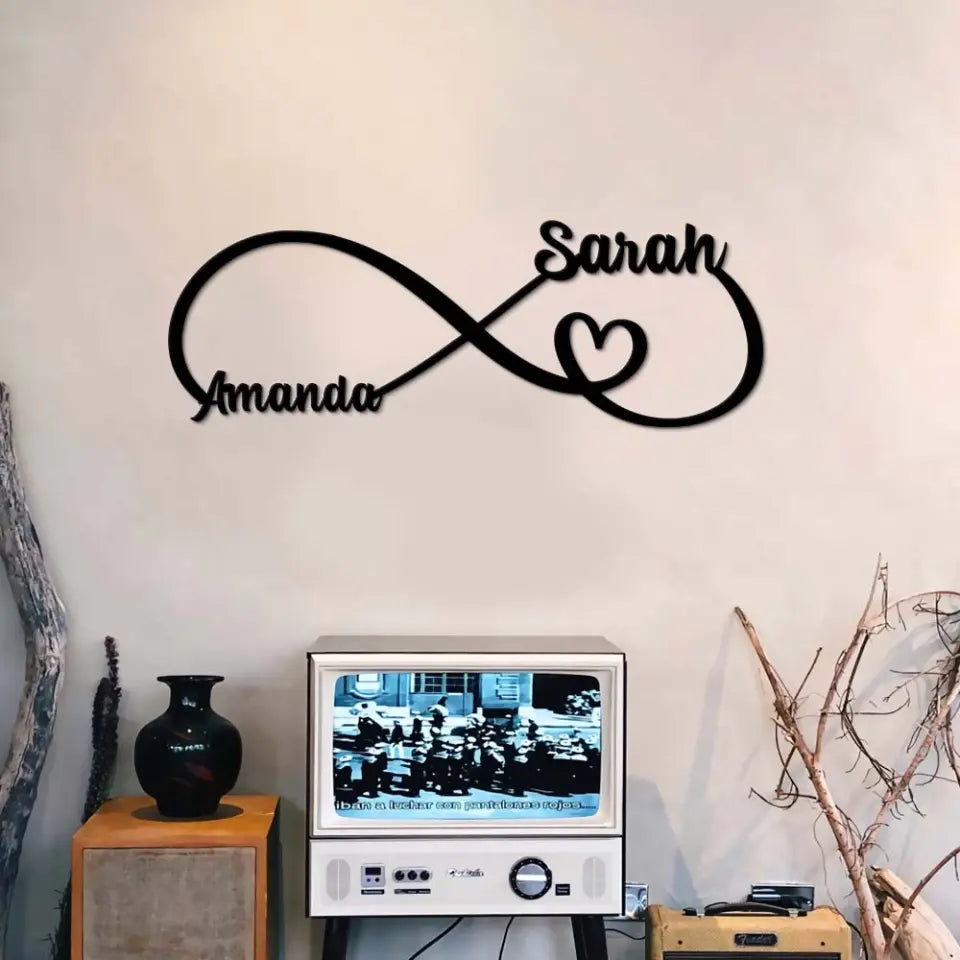 Infinity Heart Endless Love - Personalized Metal Sign - Gift for Mom And Daughter