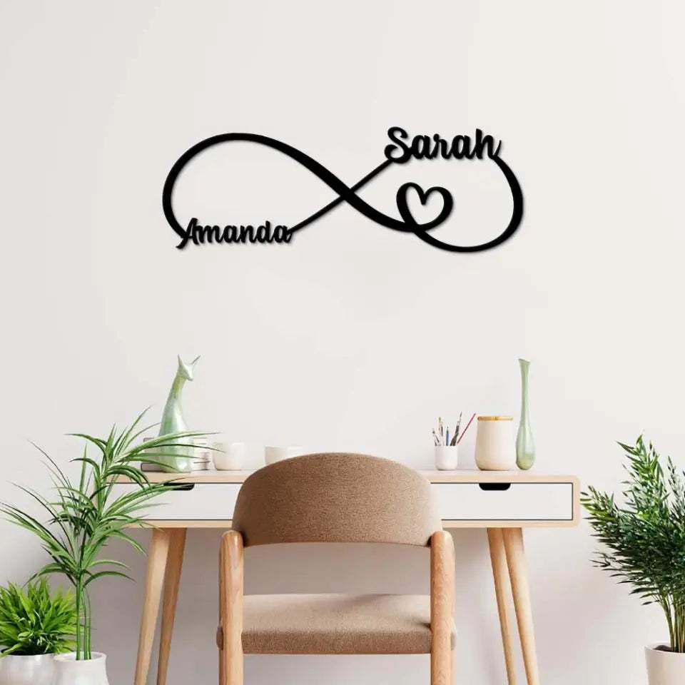 Infinity Heart Endless Love - Personalized Metal Sign - Gift for Mom And Daughter