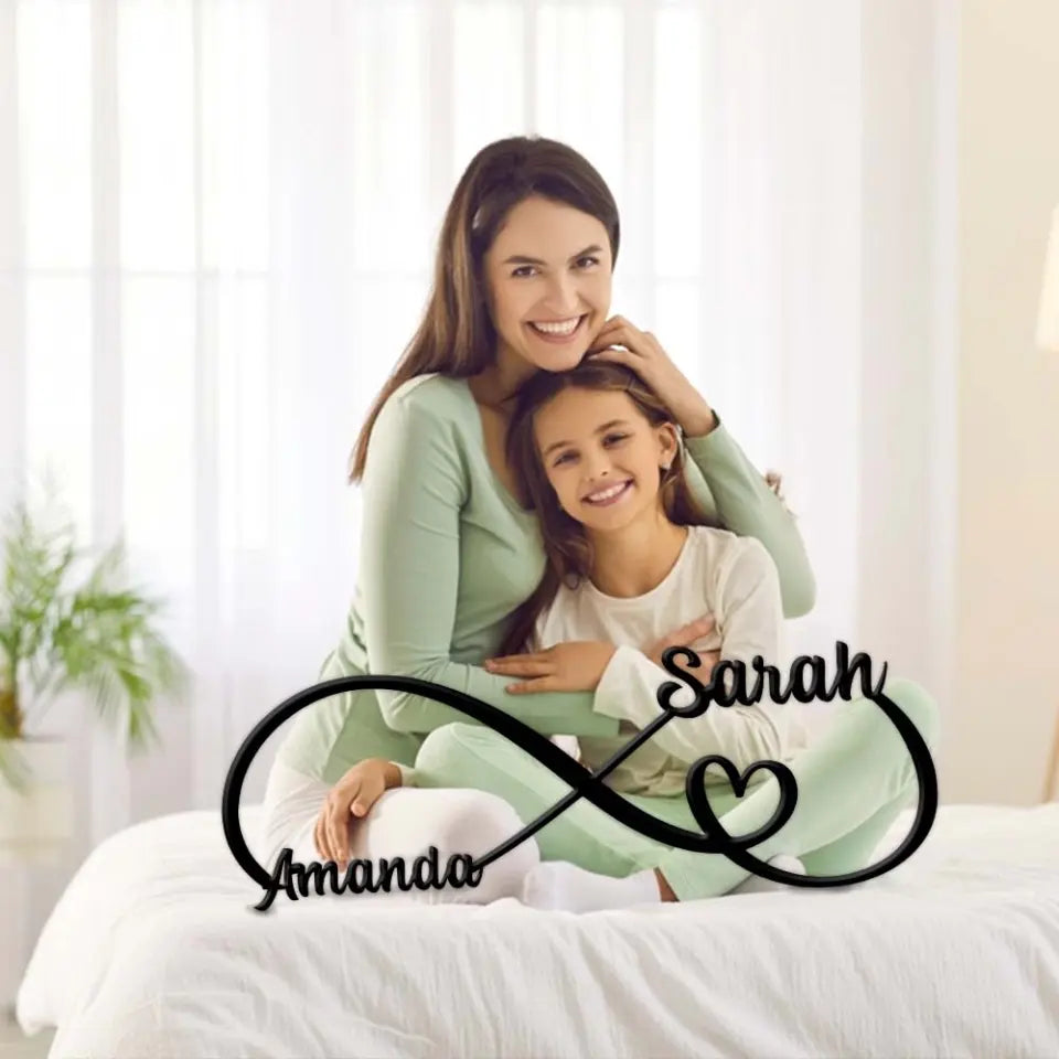 Infinity Heart Endless Love - Personalized Metal Sign - Gift for Mom And Daughter