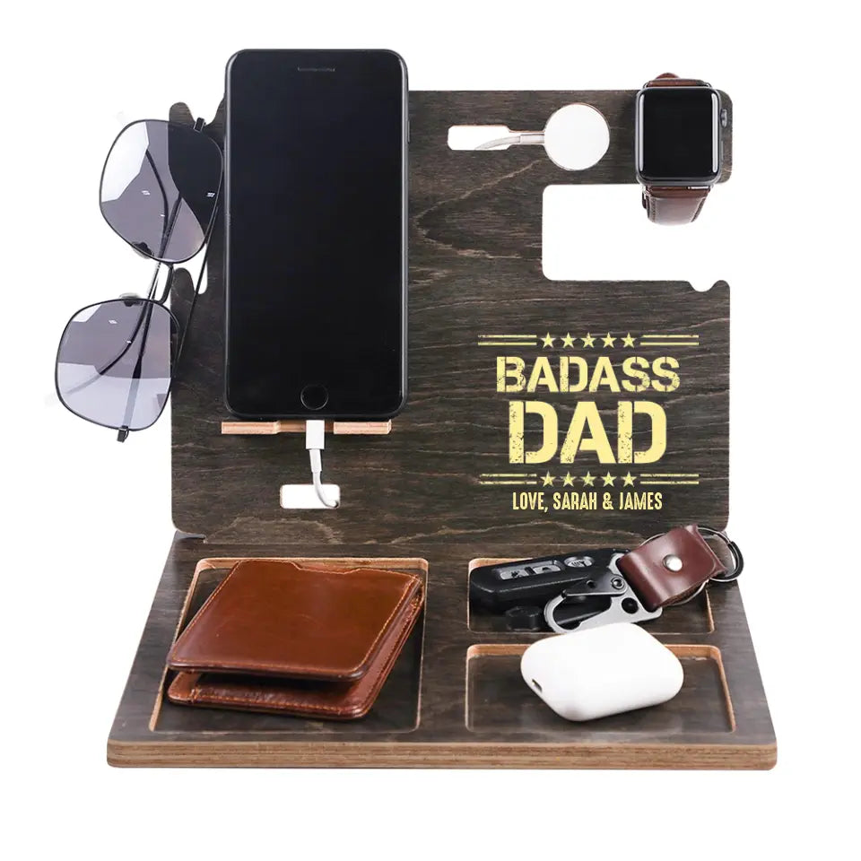 Badass Dad - Personalized Dock Station - Custom Nickname - Father's Day Gift for Dad