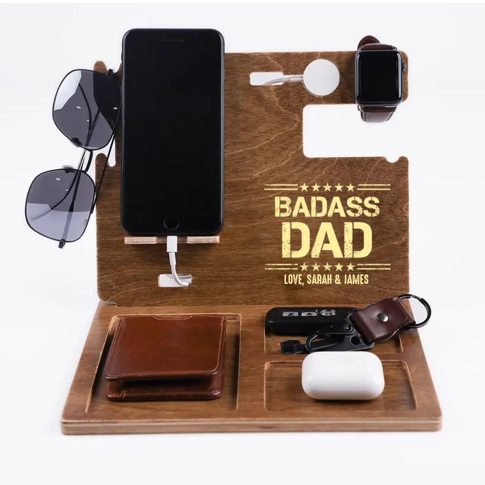 Badass Dad - Personalized Dock Station - Custom Nickname - Father's Day Gift for Dad