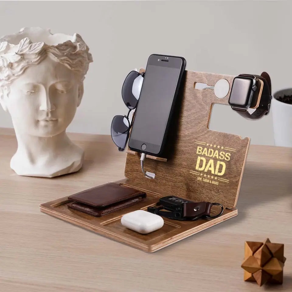 Badass Dad - Personalized Dock Station - Custom Nickname - Father's Day Gift for Dad