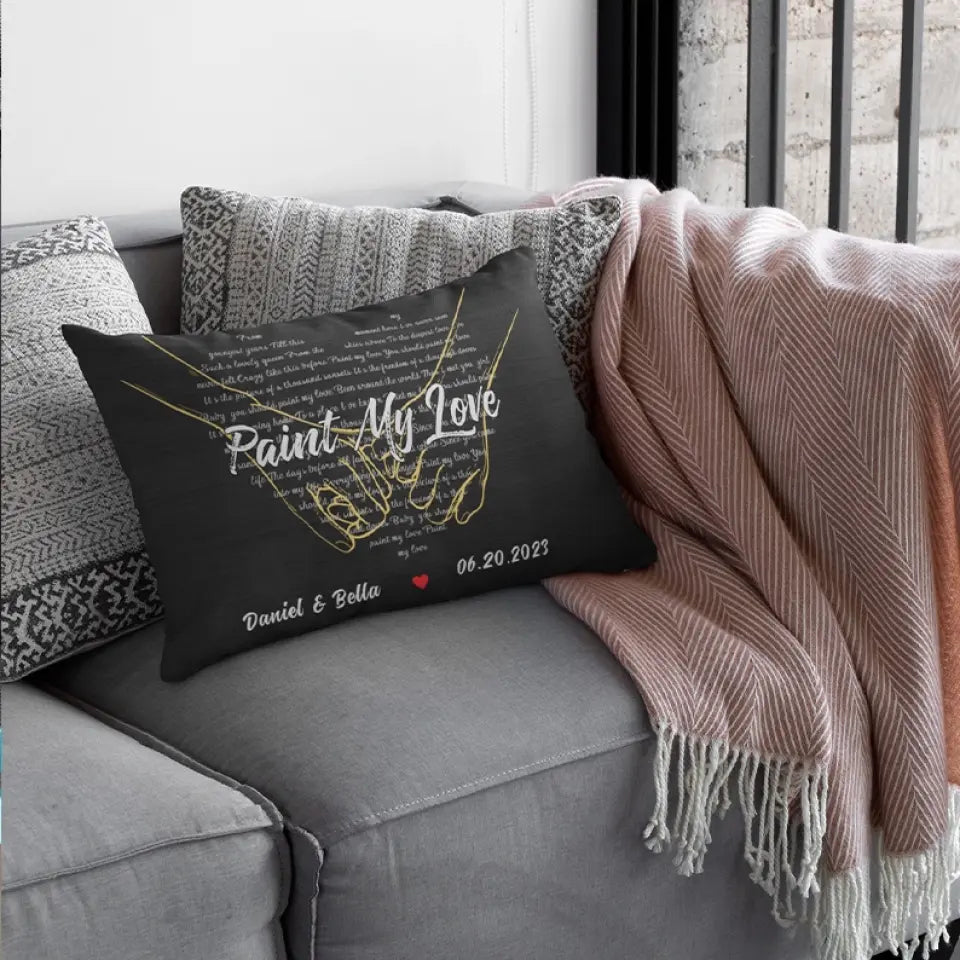 Custom Song Lyrics And Customizable Text - Rectangular Linen Pillow - Gift for Couple Anniversary | 305IHPNPPI602