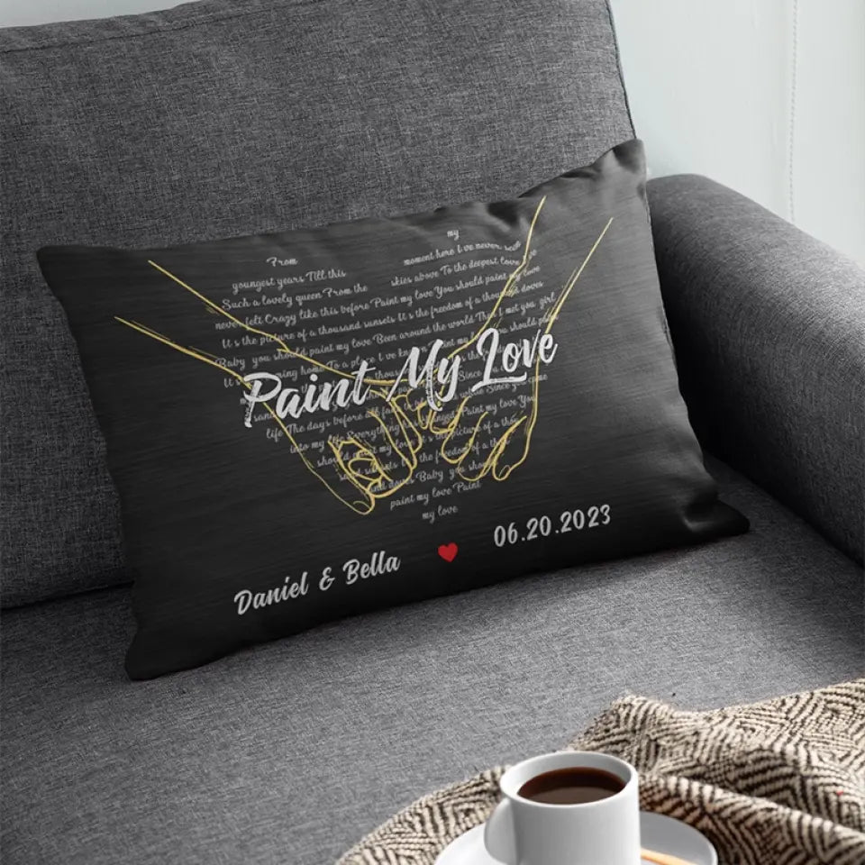 Custom Song Lyrics And Customizable Text - Rectangular Linen Pillow - Gift for Couple Anniversary | 305IHPNPPI602