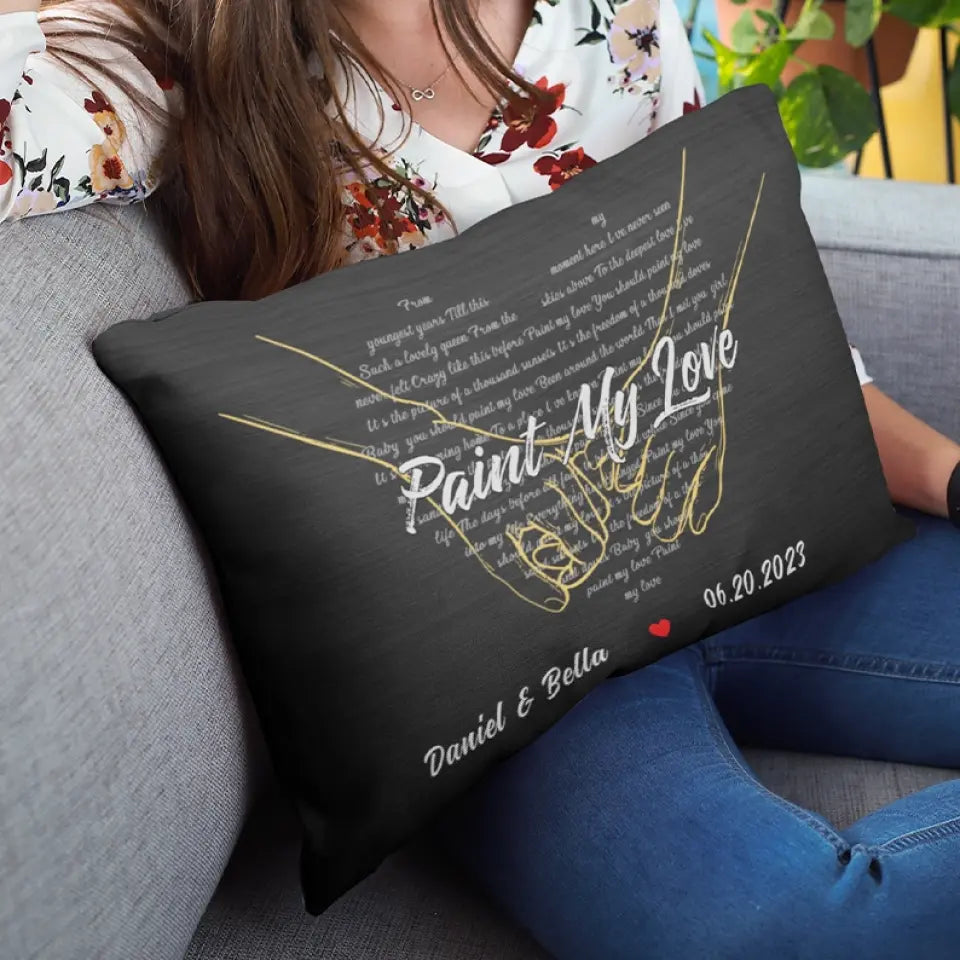 Custom Song Lyrics And Customizable Text - Rectangular Linen Pillow - Gift for Couple Anniversary | 305IHPNPPI602
