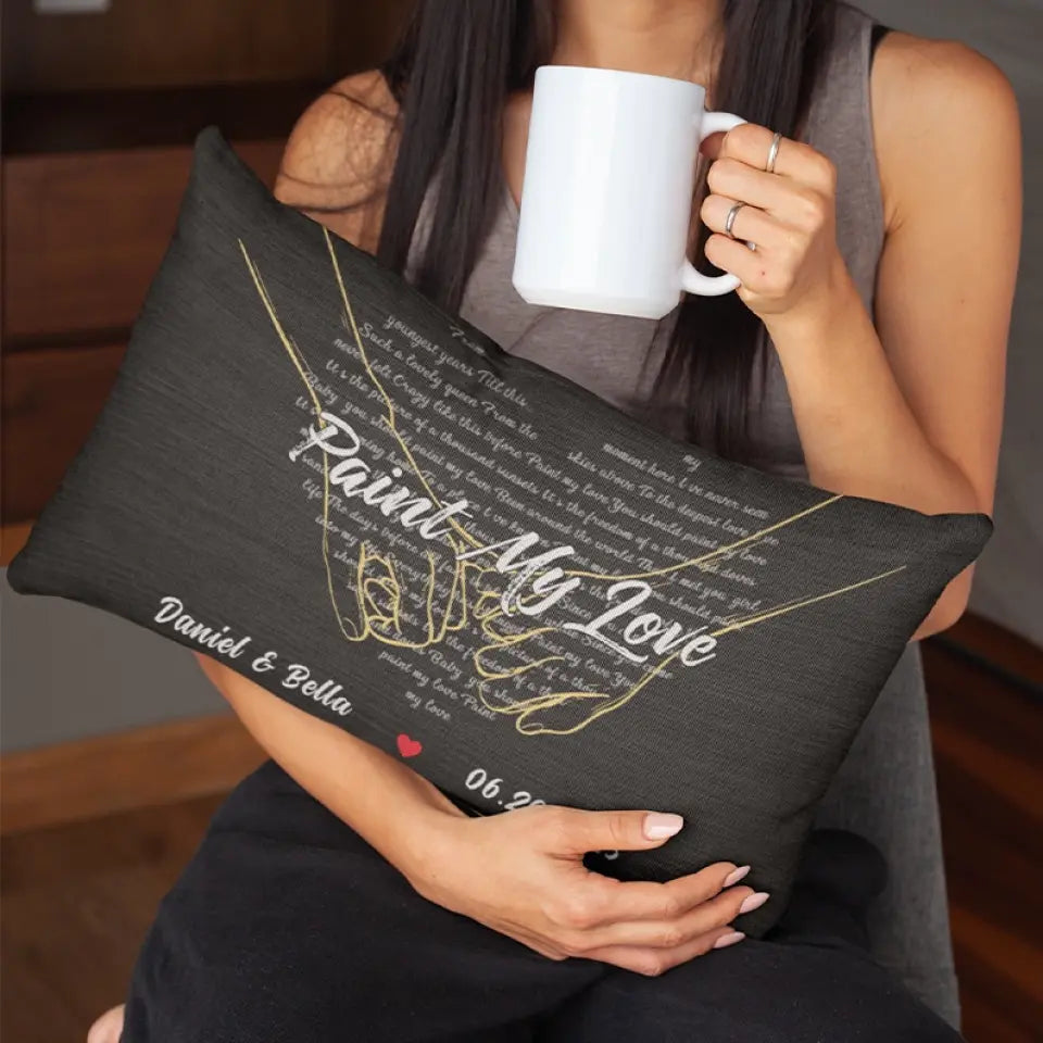 Custom Song Lyrics And Customizable Text - Rectangular Linen Pillow - Gift for Couple Anniversary | 305IHPNPPI602