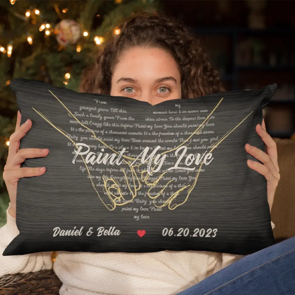 Custom Song Lyrics And Customizable Text - Rectangular Linen Pillow - Gift for Couple Anniversary | 305IHPNPPI602