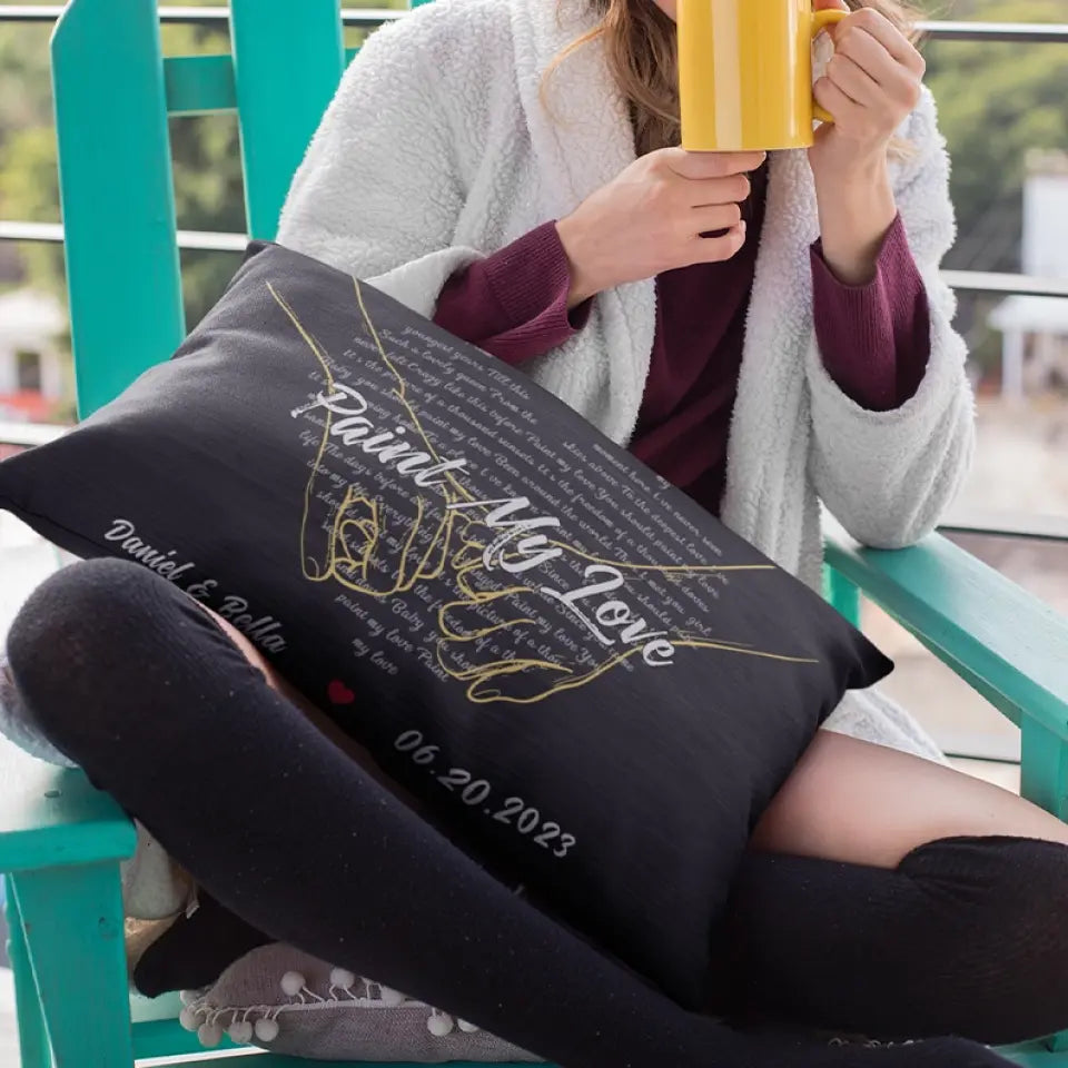 Custom Song Lyrics And Customizable Text - Rectangular Linen Pillow - Gift for Couple Anniversary | 305IHPNPPI602