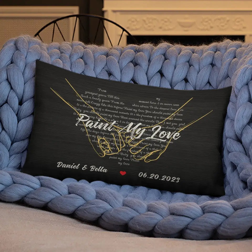 Custom Song Lyrics And Customizable Text - Rectangular Linen Pillow - Gift for Couple Anniversary | 305IHPNPPI602